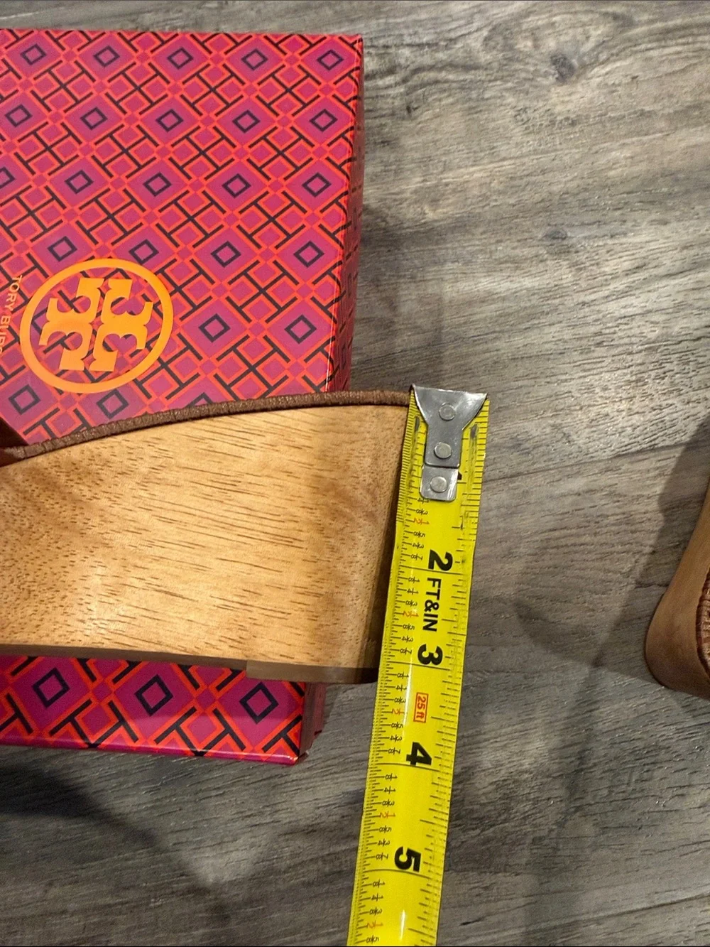 Tory Burch Patti Wedge 80mm Slide Sandals Nappa Leather Perfect Cuoio 6.5 Shoes